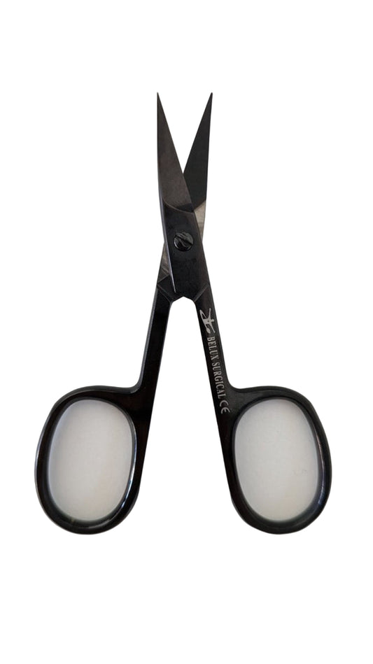 Professional Nail Scissors – Sturdy Nail Scissors for Nail Corners, Black & Silver – Curved – 9 cm