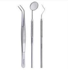 Dental Examination Set 1 – Mouth Mirror, Straight Explorer, Tweezers