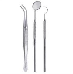 Dental Examination Set 1 – Mouth Mirror, Straight Explorer, Tweezers