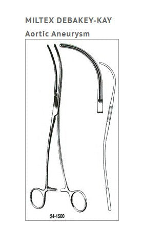 Miltex DeBakey-Kay Aortic Aneurysm Clamp – Atraumatic Vascular Clamp – Stainless Steel 24 cm