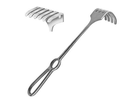 Israel Wound Hook with Grid Handle – 5 Prongs – 45 mm × 50 mm – 25 cm