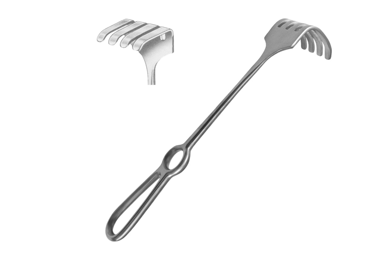 Israel Wound Hook with Grid Handle – 5 Prongs – 45 mm × 50 mm – 25 cm