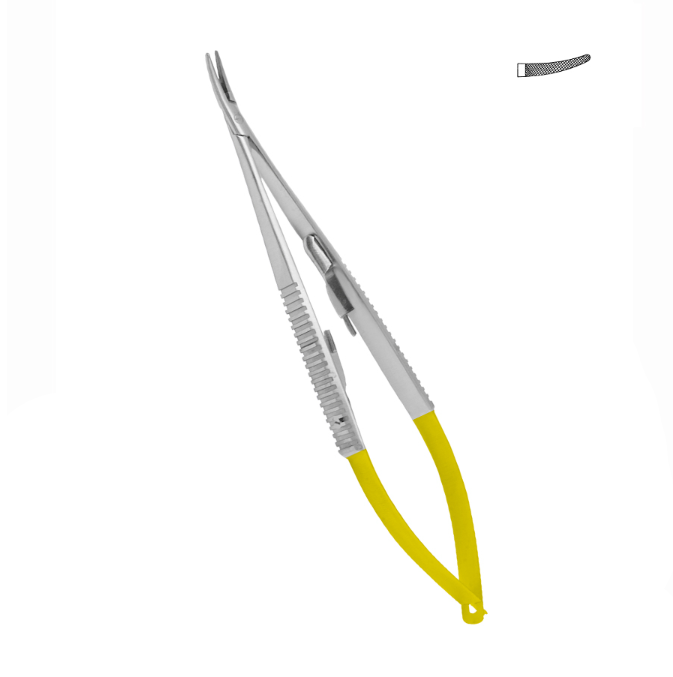 CASTROVIEJO NEEDLE HOLDER WIDTH TUNGSTEN CARBID INSERTS CURVED SERRATED 14,0CM