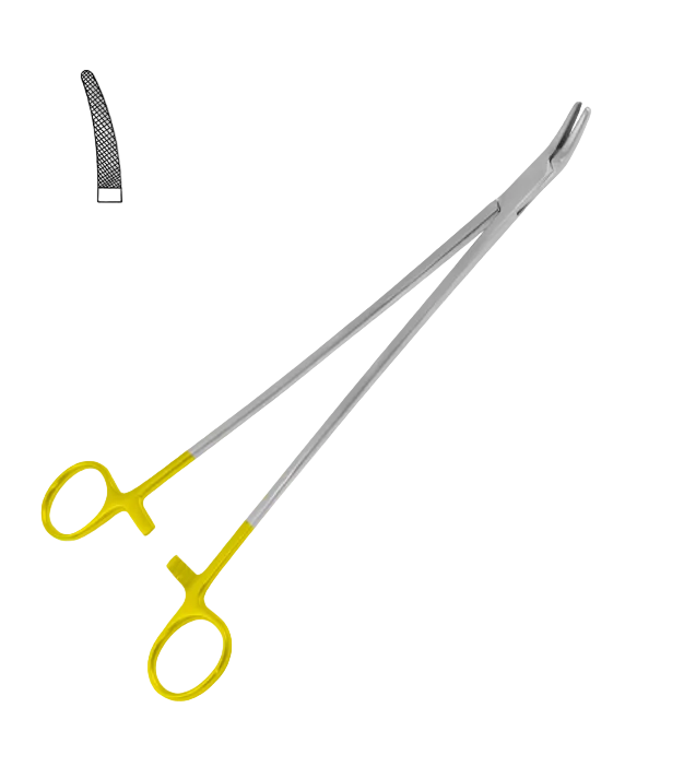 CRILE-WOOD NEEDLE HOLDER WITH CARBIDE INSERTS, CURVED, 23.0CM