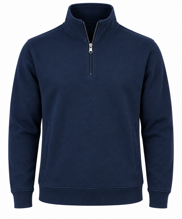 Men's Medical Fleece Sweatshirt – Stand Collar ¼ Zip – Navy