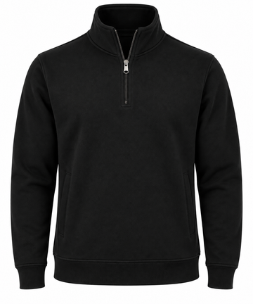 Men's Medical Fleece Sweatshirt – Stand Collar ¼ Zip – Black