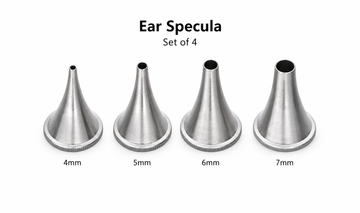 Ear Specula Set of 4 – 4mm, 5mm, 6mm & 7mm – Stainless Steel Otoscope Speculum Set –