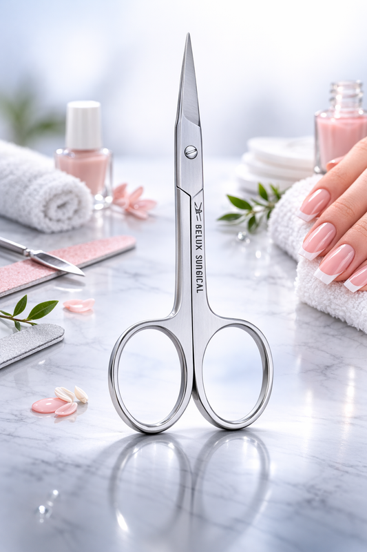 Professional Nail Scissors 9.5 cm – Stainless Steel Manicure & Pedicure Scissors – Precision Scissors for Fingernails, Toenails & Cuticles STR