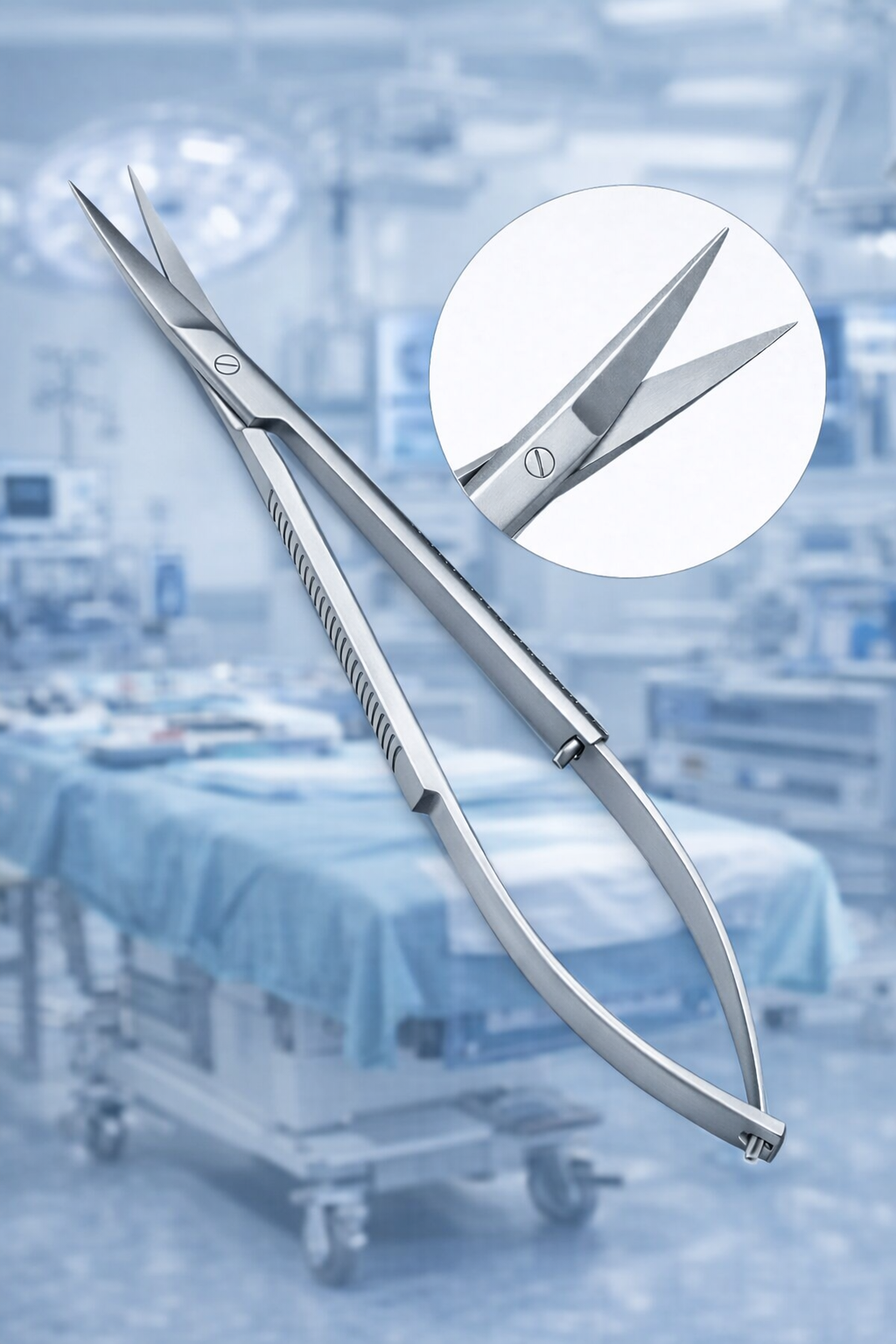 Castroviejo Scissors 14 cm Curved – Microsurgical Spring Scissors – Fine Tip Stainless Steel
