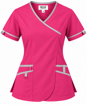 Women's Premium Wrap-Neck Medical Scrub Set Pink