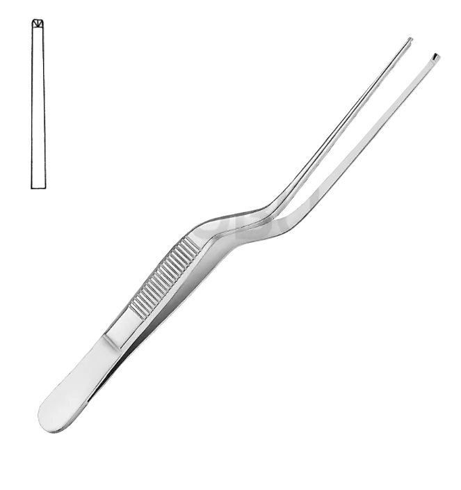 LUCAE EAR TWEEZERS BAYONET SHAPE 1X2 TEETH 14.0CM