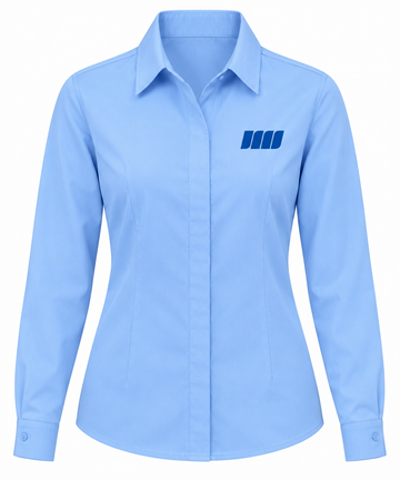 Girls' Light Blue Long-Sleeve School Blouse – Non-Iron