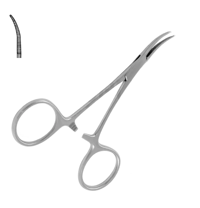 Micro-mosquito artery clamp, curved, 12.0 cm