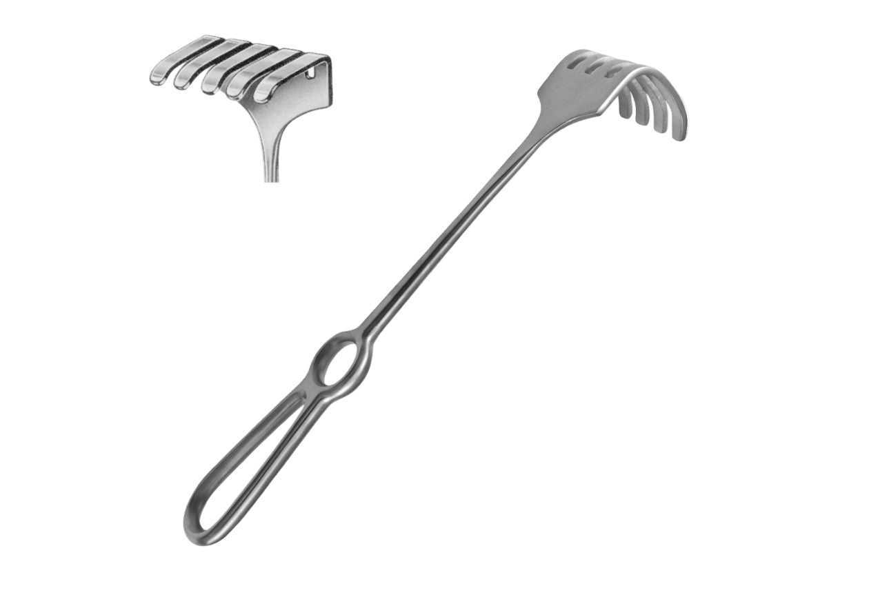 Israel Wound Hook with Grid Handle – 5 Prongs – 45 mm × 50 mm – 25 cm