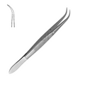 Splinter tweezers with pin, smooth curved, 10.5 cm