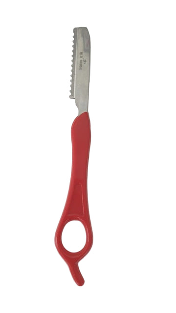 Professioneel Feather Razor – Uitdunscheermes – Kappersscheermes – Rood &amp; Zwart – 18 cm