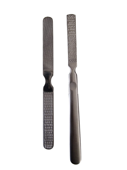 2er Set Inox Fußfeile / Fußraspel für Hornhaut und Hornhaut – doppelseitig